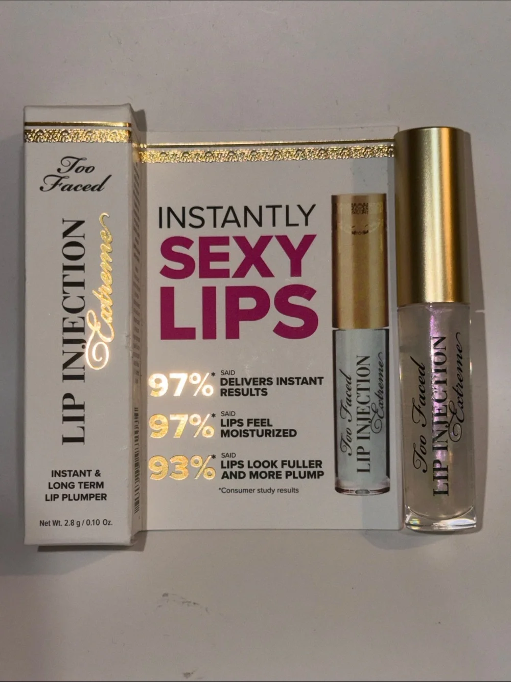 TOO FACED LIP INJECTION EXTREME Hydrating Lip Plumper Travel Size/Clear NIB!